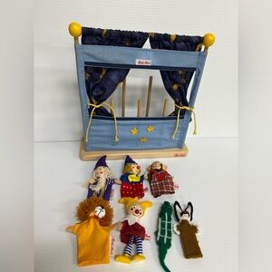 Kathe Kruse Finger Puppet Theater 7 Characters Wizard Jester Clown Monkey Lion